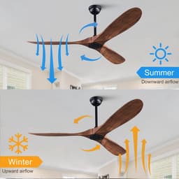 MODENUIT Plafondventilator – 152 cm – Zonder Verlichting en Afstandsbediening – ABS – Zwart Donker Walnoot — thumbnail 4