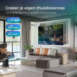 SnelShoppen - Mini Projector met Google TV & Netflix, 500 ANSI Lumen, Full HD 1080p (4K Ondersteund), Dolby Audio, WiFi 6 & Bluetooth 5.2, Autofocus & — thumbnail 5