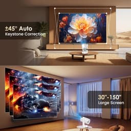 SnelShoppen - WiFi 6 Mini Projector met Bluetooth 5.4, 4K 1080P Draagbare Overhead Projector met Automatische Keystone Rotatie 270°, Geschikt voor HDM — thumbnail 5