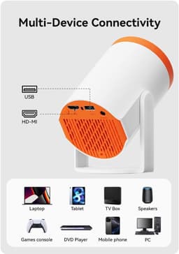 SnelShoppen - Mini Projector Pro MB02 Android 13 WLAN 6 Bluetooth 720P HD Beamer voor Thuisbioscoop, Camping, Feest, Kinderen, Tuin, Keuken — thumbnail 2