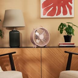 Tafelventilator 20,3 cm Retro met 2 Snelheden – 25W – Stabiele Basis – Roze — thumbnail 2