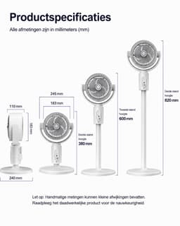 3-in-1 Luchtcirculatieventilator - Staande & Tafelventilator - Afstandsbediening - 5 Snelheden - Timer - Wit — thumbnail 3
