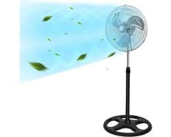 Ventilator Staand – Statiefventilator – Vloerventilator – 50 CM - 90° Oscillatie – 3 Ventilatorbladen – Stille Werking – Verzwaarde Voet - 60W — afbeelding 1