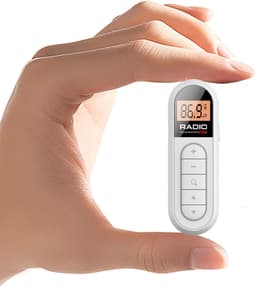 Mini Zakradio - FM 76-108MHz - USB-C Oplaadbaar - Wit - LCD Display - Draagbare Pocket Radio met Hoofdtelefoonaansluiting - Ultra Lichtgewicht - Clip-on — thumbnail 1