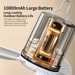 Plafondventilator met verlichting, camping, oplaadbare plafondventilator met licht en afstandsbediening, USB, timer, kleine plafondventilator met accu, camping voor buiten, paviljoen, terras [Energieklasse A] — thumbnail 5