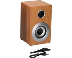 Soundlogic Retro Draadlloze Speaker - Oplaadbare Accu - Hout Design - Bluetooth / Aux (lichtbruin)