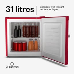 Klarstein Irene retro Mini Vriezer, 31 liter, Flexibel temperatuurbereik -24°C tot 10°C, Energie-efficiëntieklasse C, Stil 38 dB, Compact ontwerp, Mini koel-/vriescombinatie, Rood - Vrieskast Diepvrieskast - 4-Sterren - Freezer — thumbnail 13