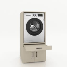Wasmachinekast Enkel 67x145x67cm | Ruimtebesparend & Super Stevig | Met Uitschuiflade | Voor Wasmachine of Droger | Greige — thumbnail 1