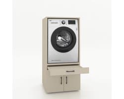 Wasmachinekast Enkel 67x145x67cm | Ruimtebesparend & Super Stevig | Met Uitschuiflade | Voor Wasmachine of Droger | Greige