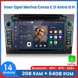 Awesafe Autoradio - Geschikt Voor Opel Meriva Corsa C D Astra G H - Draadloos Apple Carplay & Android Auto - Android 14 - Radio met navigatie - 7 inch HD touchscreen - Ram 2GB + Rom 64GB - Helder Zwart — thumbnail 1