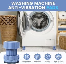 Universele verhogingspads voor wasmachinevoeten – Trillingsdempende verhogers voor wasmachines – Verstelbare stelvoeten voor wasmachines en drogers (4 stuks) — thumbnail 3