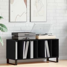 Platenspeler Meubel - LP-kast - Platenspelerkast - Draaitafelstandaard - Platenspelerstandaard - Vintage Displayplank - Zwart eiken — thumbnail 2