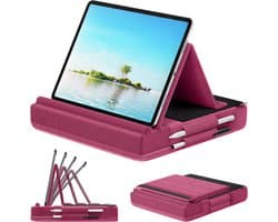 Opvouwbare Tablet Kussenstandaard – Verstelbare Tablet Standaard voor Schoot, Bureau of Bed – Met Stylushouder – Geschikt voor iPad, Tablet en E-reader-Paars