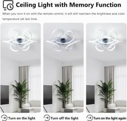Moderne Plafondventilator 45cm met Dimbaar LED Licht - Goud Afwerking - 6 Snelheden & Zomer/Winter Stand — thumbnail 5