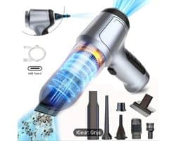 Kleine Draadloze Auto & Thuis Kruimeldief 3-in-1 | Stofzuiger met Vacuüm- en Blaasfunctie | Ballonnen en Zwembanden Oppompen | Inclusief Diverse Opzetstukken