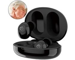 Zwart hoortoestel, digitaal hoortoestel, heldere geluidsversterking, meerdere standen, lange batterijduur.