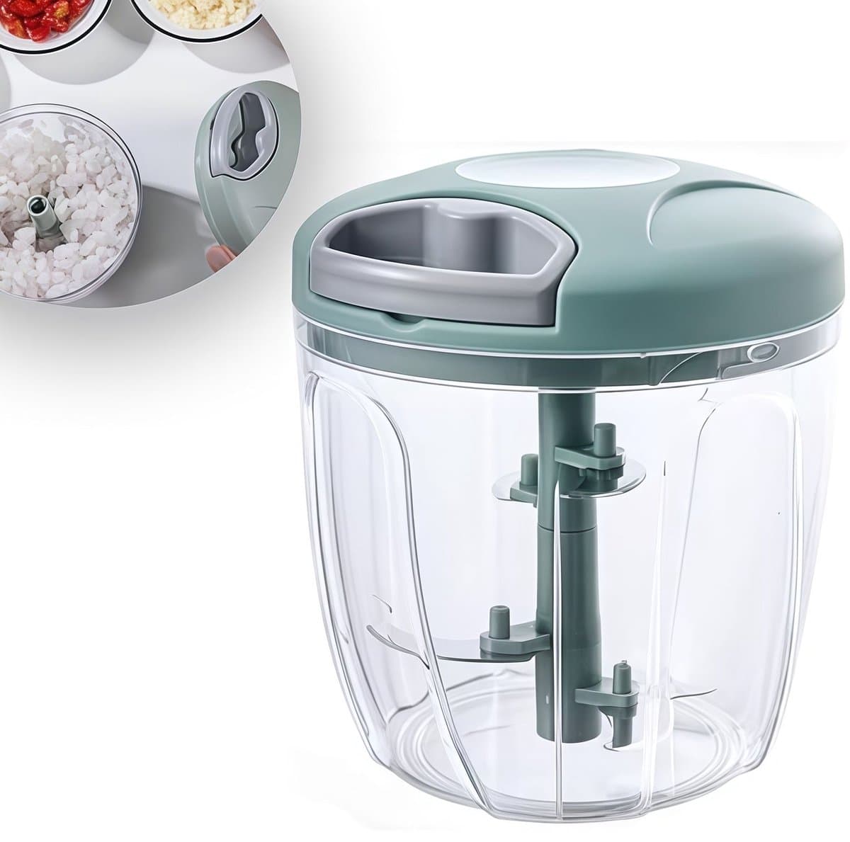 Hakmolen - Multihakker - Hakmolen handmatig - Hakker - Voedselhakker - Groentekeukenhakker - Handmatige Hakmolen -Multifunctionele groentesnijder - Handmatige voedselhakker - Voor ui -Knoflook - Groenten - Groen — afbeelding 1