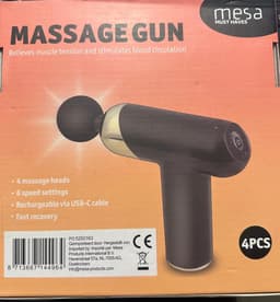 Massage Gun – Spiermassage Apparaat – 6 Snelheden – 4 Massagekoppen – Oplaadbaar via USB-C – Zwart/Goud massage gun tegen spierpijn massage gun voor spierontspanning — thumbnail 4