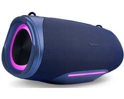 MEDION P61762 draagbare Bluetooth luidspreker (oplaadbare batterij, bass boost, RGB lichteffecten, IPX7 waterbescherming & robuust, geïntegreerde powerbank, 2x 25 W RMS) Blauw
