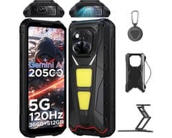 DOOGEE VMAX Play 5G VIP - Robuuste Smartphone - Robuuste Telefoon - 36GB RAM+512GB ROM - 100 LM projector - 1200 Lumen Campinglamp - 20500mAh/45W - 6,78 inch FHD+ 120Hz - 200MP AI Camera - 20MP Nachtzicht -Android 15 - IP68 - NFC - GPS - Zwart