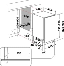 Whirlpool WSIO3T223PCEX - Inbouwvaatwasser - 10 couverts - 43 dB - E label - Verstelbare voeten — thumbnail 4