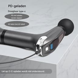 Spier massager pistool – percussie, 8 niveaus, verlengde handgreep,timer 15 min – diepe weefselontspanning – compact en krachtig — thumbnail 5