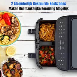 MMP® Dubbele Airfryer - Heteluchtfriteuse - Duo Airfryer - 8,7 L - 41x40x33cm - Zwart — thumbnail 8