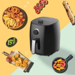 Mini Heteluchtfriteuse met Temperatuurregeling, 1400 Watt, 5-in-1 Multicooker voor Gezond Frituren en Koken — thumbnail 3