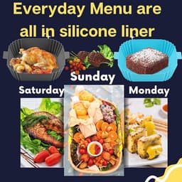 2 Stuks Silicone Air Fryer Liner - 6,5 Inch Herbruikbare Silicone Mand voor Airfryer - Hittebestendig en Antiaanbak — thumbnail 3