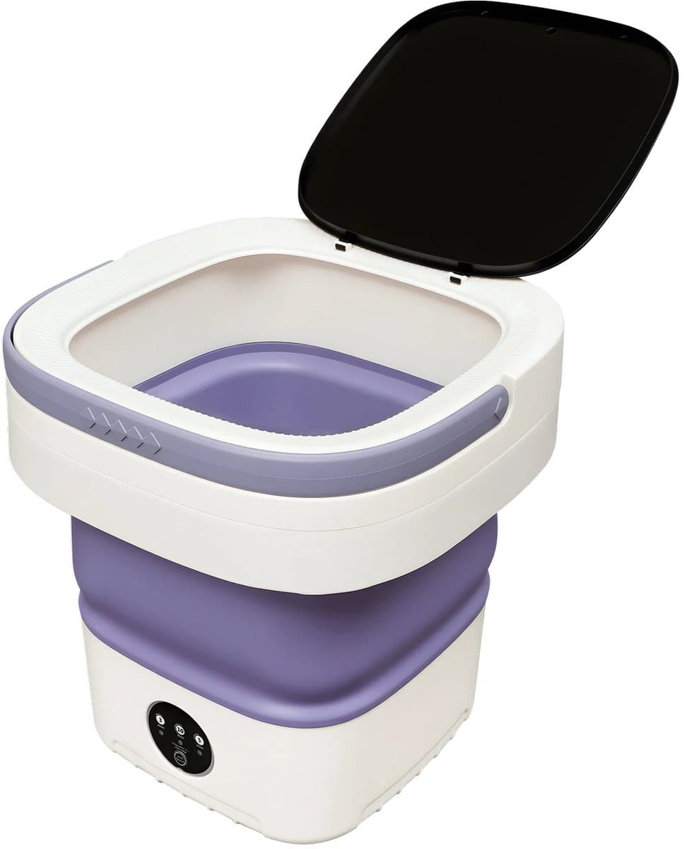 CYRO - Mini Wasmachine - Camping Wasmachine - Kleine Wasmachine - 12L Capaciteit - Draagbaar - Opvouwbaar - Reizen - Paars — afbeelding 1