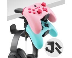 3-in-1 Gaming Hoofdtelefoon en Controller Houder voor Bureau met Verstelbare Klem en Draaibare Arm