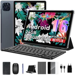 KINGRID T90 Tablet - Gemini AI - 24GB RAM - 128GB ROM - Met Toetsenbord - Android 16 - 8000mAh - Octa Core T615 - 5G WiFi - Widevine L1 - GPS - Grijs — thumbnail 1
