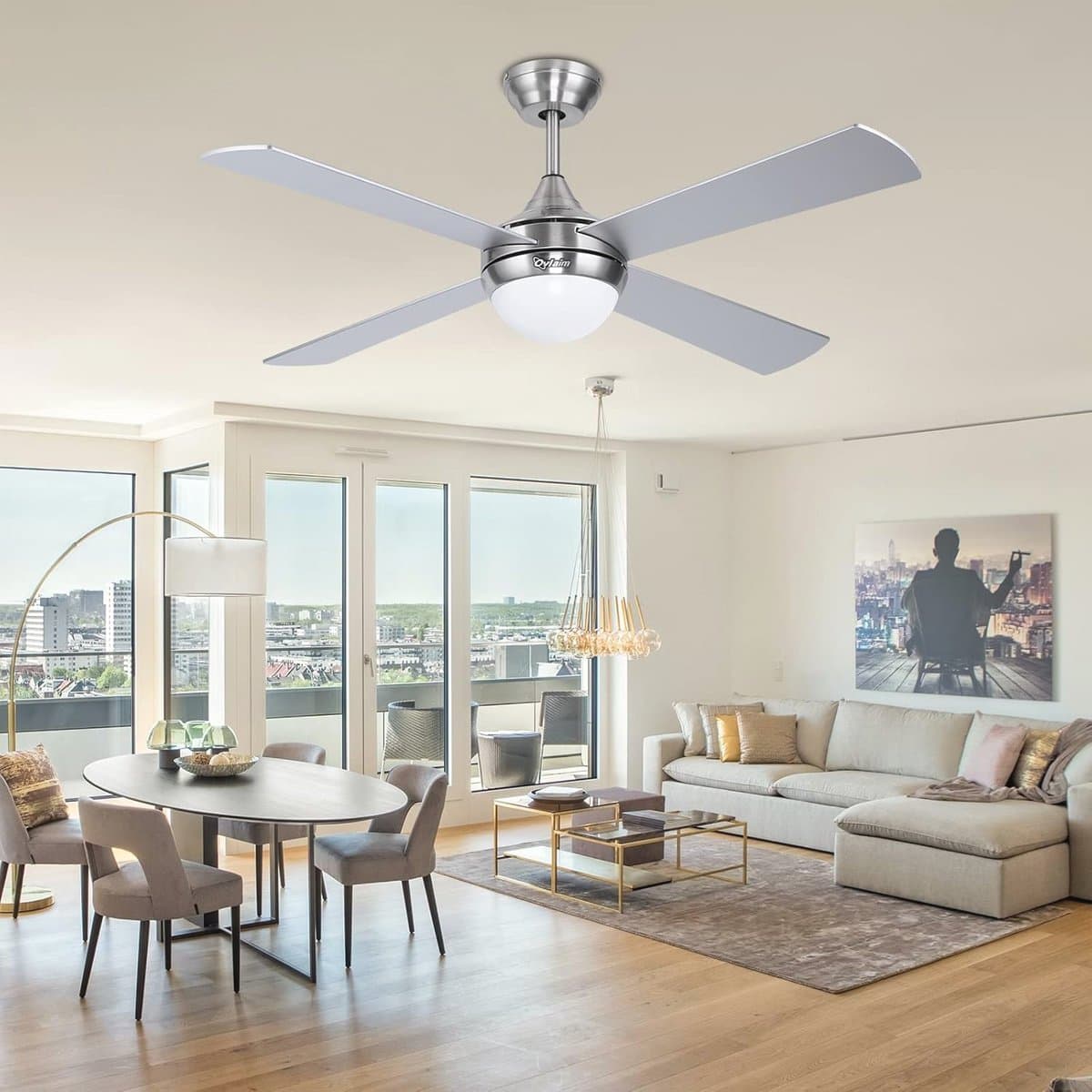 Moderne plafondventilator met LED-verlichting en afstandsbediening - Energiezuinig en Stil — afbeelding 1