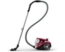 PowerCyclone XXL 900W Zakloze Stofzuiger – 2.5L – 3-Laags Filtersysteem 99,98% Stofopname – Compact & Lichtgewicht – 8,8m Actieradius – Inclusief 2-in-1 Kierenzuigmond – Rood/Zwart