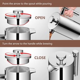 Koffiemaker French Press 0,65 liter - Dubbelwandige Roestvrijstalen Koffiebereider voor 3 Kopjes - Thermo Koffiepers — thumbnail 4