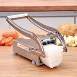Frietsnijder van roestvrij staal - Groentesnijder (wortel en komkommer) en aardappelsnijder - Antislip zuignapvoet - Geschikt voor airfryers - Ideaal voor gebruik in de keuken — thumbnail 3