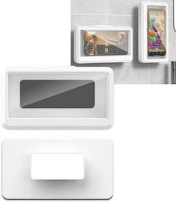 Waterdichte telefoonhouder voor onder de douche - 360° draaibaar - Telefoonhouder voor de badkamer - Wandmontage in de keuken - 19,2*11,3*3,5 cm - Geschikt voor dagelijks gebruik in badkamer en keuken - Wit — thumbnail 2