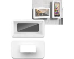 Waterdichte telefoonhouder voor onder de douche - 360° draaibaar - Telefoonhouder voor de badkamer - Wandmontage in de keuken - 19,2*11,3*3,5 cm - Geschikt voor dagelijks gebruik in badkamer en keuken - Wit — thumbnail 1