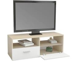 Moderne Houten TV Lowboard in Wit/Natuur met Opbergruimte - 95x36x35cm