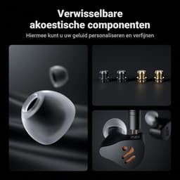 Fosi Audio IM4 HiFi In-Ear Monitor – Open-Back IEM – 10mm Beryllium Driver – Verwisselbare Nozzles – 2-Pin – Zwart — thumbnail 7