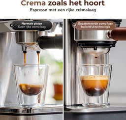 LunaSea® LunaPress - Espressomachine - Boiler Pressure Technology - Pistonmachine - RVS - Geschikt Voor Koffiecups - Inclusief Ontkalkingstabletten — thumbnail 4