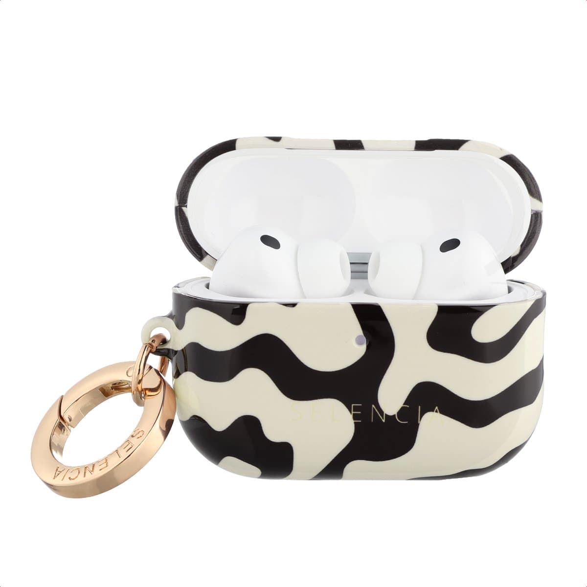 Selencia Case - Hoesje geschikt voor AirPods Pro 3 - Art Wave Black — afbeelding 1