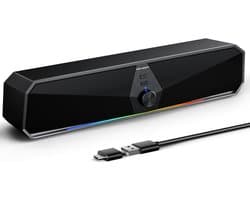 USB PC Luidsprekers met Bluetooth en Dynamische LED Verlichting - Stereo Soundbar voor Desktop en Laptop