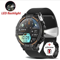 Knobbout 1.52"(3.8cm) LED Sport Smartwatch - Zijwaartse LED-verlichting- Bloeddrukmeting, hartslag monitoring en bloedzuurstof (SpO₂)-controle- Bluetooth belfunctie - Sedentaire herinnering-Sedentaire herinnering-Zwart stall+ siliconen horlogeband — thumbnail 1
