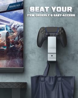 Universele houder voor gamepads en headsets - Wandhouder van aluminiumlegering voor PS3, PS4, PS5, PC - Opbergrek voor gaming accessoires - Zilverkleurig - Handig en ruimtebesparend — thumbnail 3