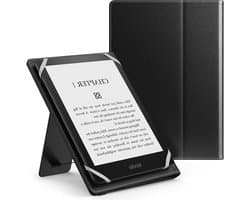 6 tot 7 inch eReader hoes van PU leer met handriem en kickstand - zwart, universeel geschikt voor verschillende merken