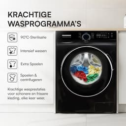 Heinner HWM-M914IVKBA+++ Wasmachine 9 kg – 1400 tpm – Inverter Motor – Touchbediening – 14 Programma’s – Stoomfunctie & 15-min Snelprogramma – Energieklasse A – Zwart – 5 Jaar Garantie — thumbnail 7