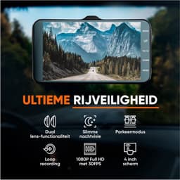 Dashcam - Dual Dashcam voor Auto - Voor en Achter - 1080P, 4-inch 2.5D IPS-schermFull HD - Parkeermodus - 170° wijdhoeklens Full HD-autocamera, nachtzicht, bewegingsdetectie en G-sensor — thumbnail 2
