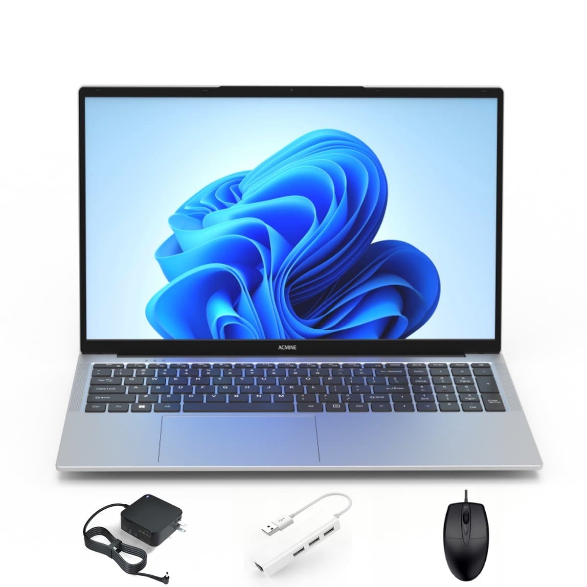 Acmine Laptop - 17.3" FHD IPS - 16 GB RAM - 1TB SSD - Twin Lake N150 - Windows 11 Pro - Met AZERTY-Toetsenbordsticker - Grijs — afbeelding 1