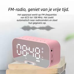 1 artikel - Luidspreker - Draadloze Bluetooth-luidspreker met wekkerfunctie - Luidspreker met mini-kaartsleuf - Cadeau - Ondersteunt TF-kaart, USB-flashdrive en AUX-interface - Vintage design - Roze — thumbnail 3